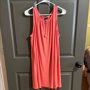 new directions Coral-Pink Sleeveless Tie-Front Dress